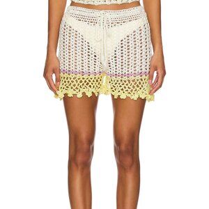 Andreeva High Rise Cotton Crochet Mini Shorts, Resort Wear, Size Medium
